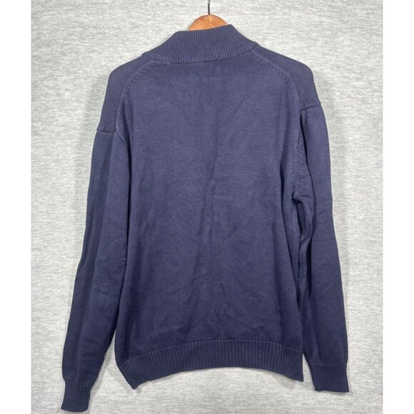 Oscar De La Renta Mens Sweater XL Navy Quarter Zip 100% Cotton - Picture 3 of 3